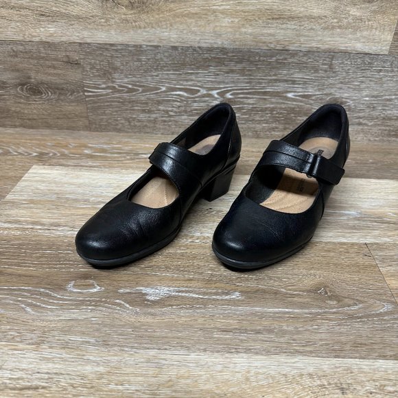 collection by Clarks Shoes - Collection by Clarks Emslie Lulin Black Mary Janes 2" Heel Women's Size 7.5